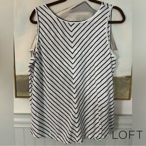 LOFT Outlet Double V Striped Knotted Tank Black & White Size Lg